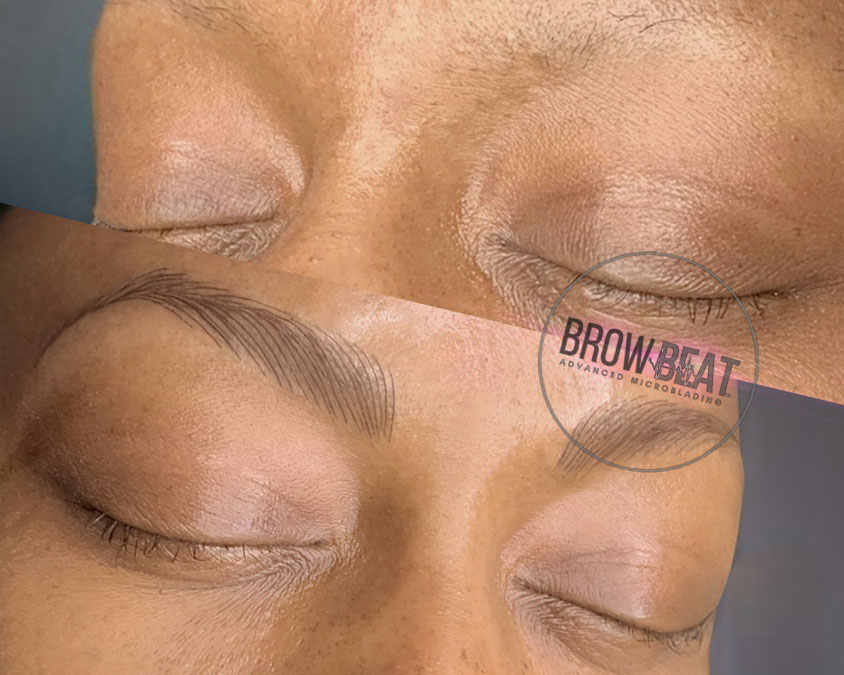 Brow Definition Results at BrowBeat Studio Dallas Soft eyebrow definition created with microblading at BrowBeat Studio Dallas