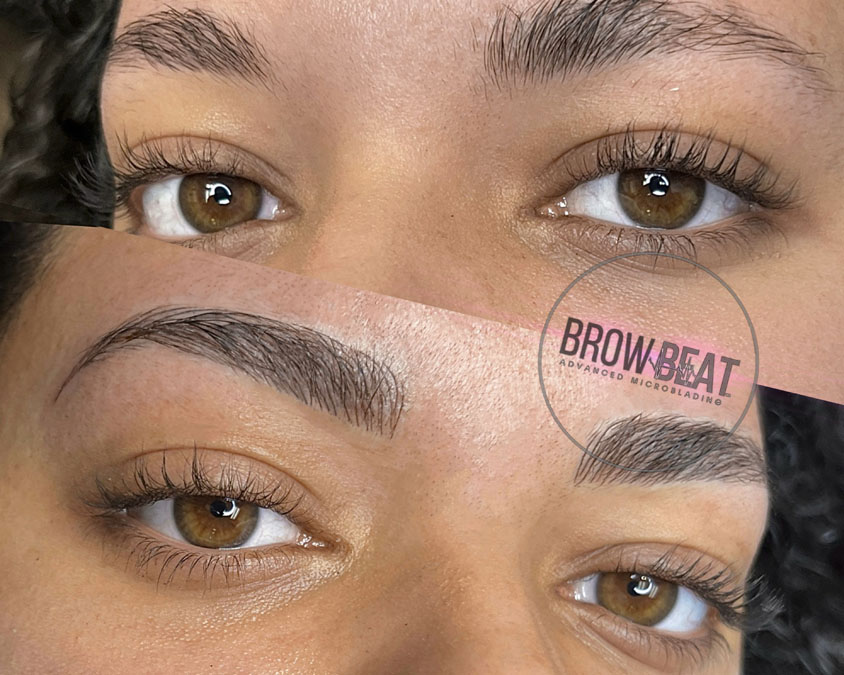 Precision Brow Design Results at BrowBeat Studio Dallas eyebrow design created with microblading at BrowBeat Studio Dallas