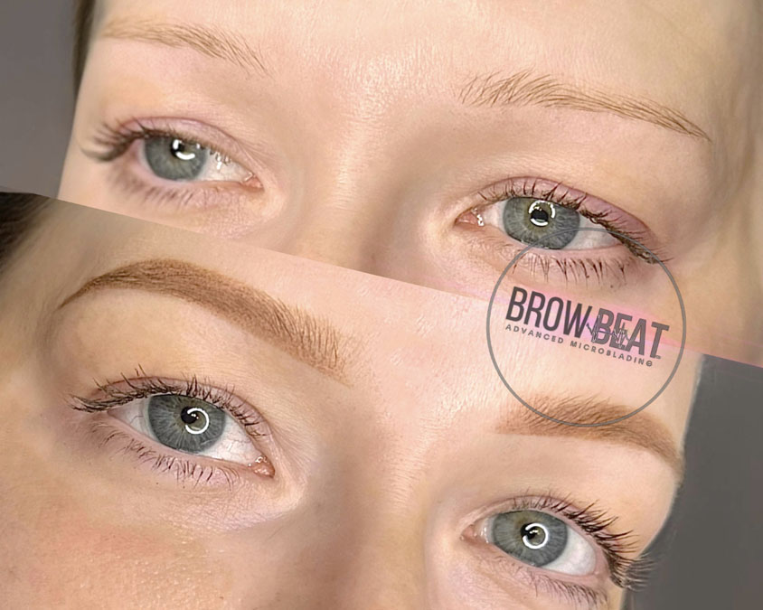 Microshading Brow Results Dallas Before and After microshading before and after brow results at BrowBeat Studio Dallas