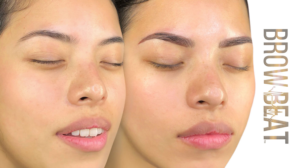 Low-impact micropigmentation gentle powder brow tattoo