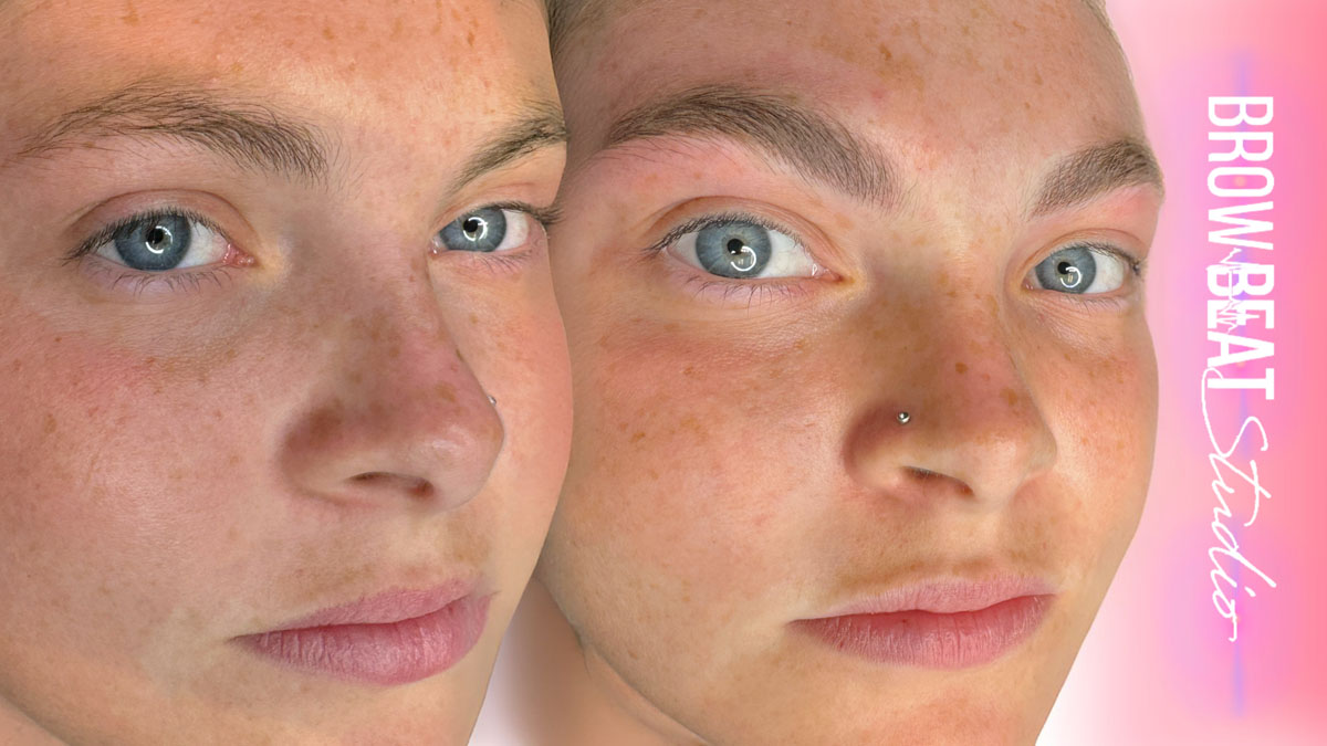 Side profile of brows complemented by fail-proof aftercare