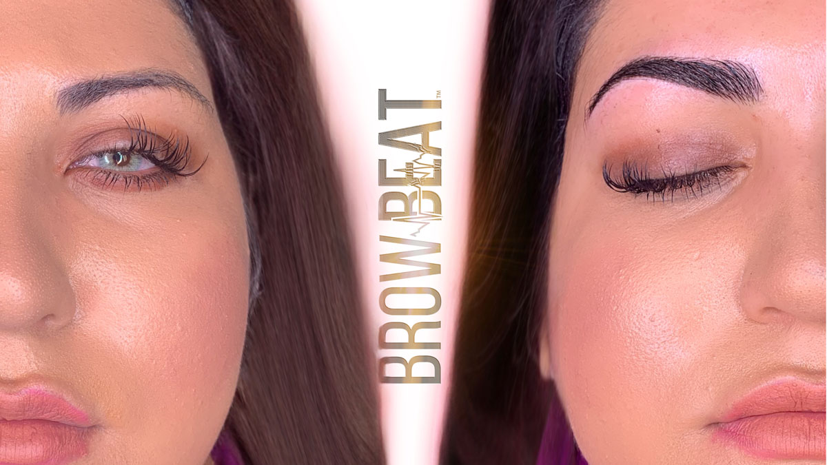 Bold hybrid brow tattoo delivering complete brow enhancement