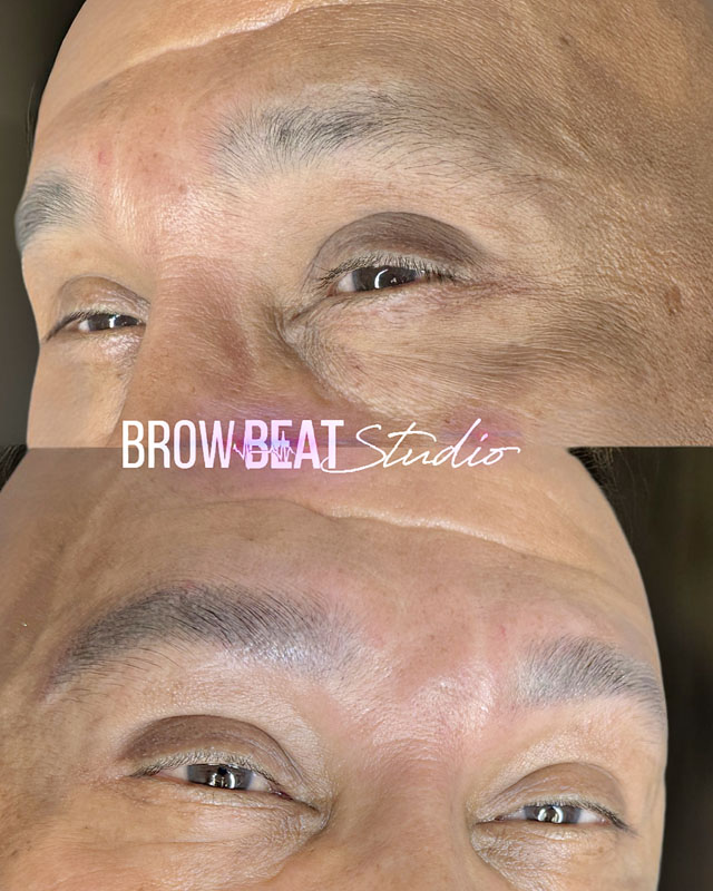 Male client showing natural powder brow shading results
