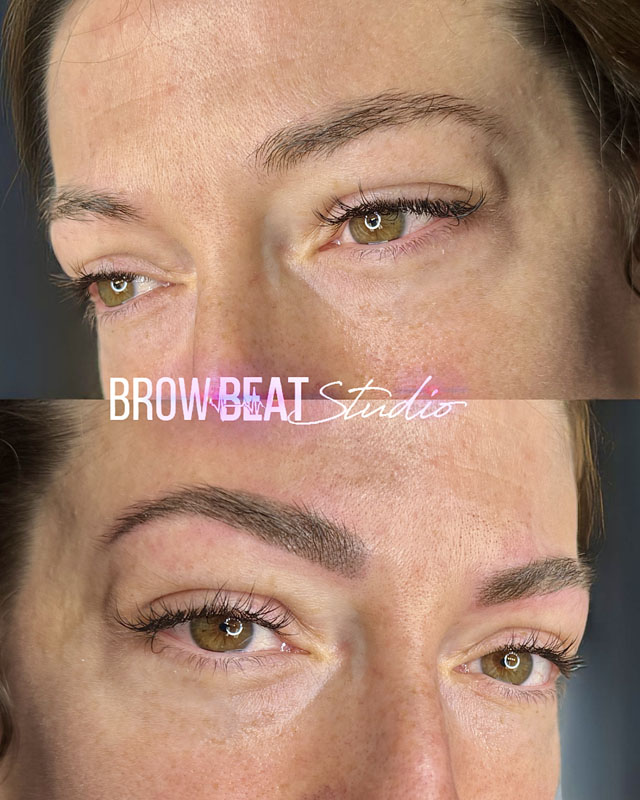 Medium brown powder brows during healing phase
