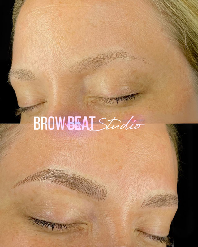 Happy clients sharing eyebrow microblading results