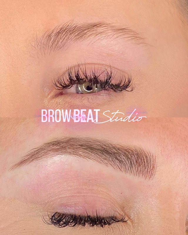 Medium Brown Hairstrokes Medium brown brows with soft hairstroke microblading