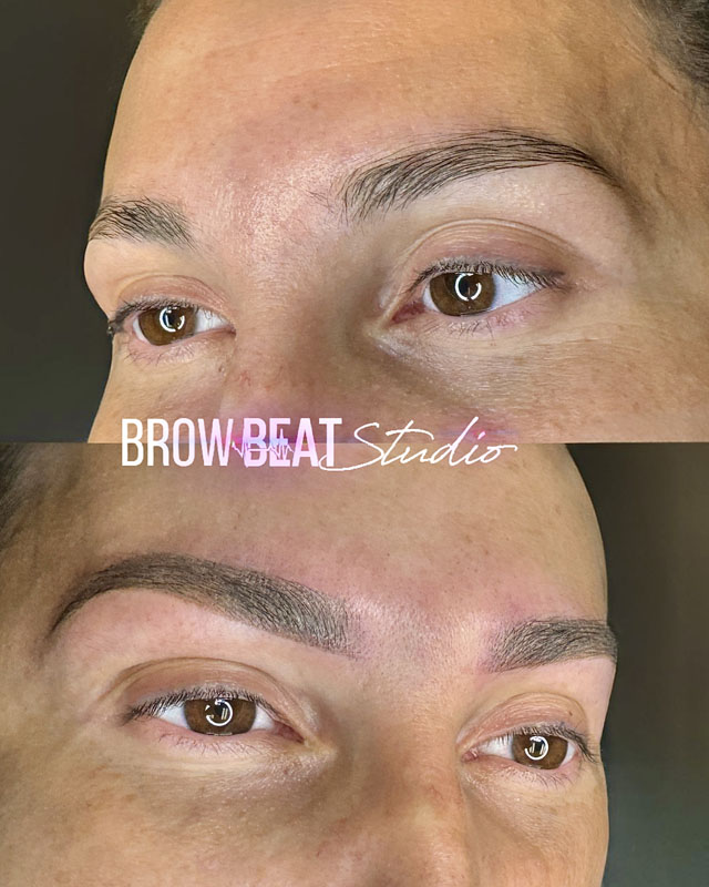 Dark Brown Microshading Dark brown brows shaded with microshading technique
