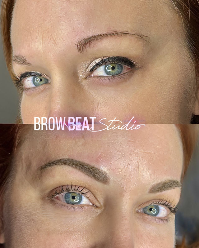 Brunette Powder Results Brunette brows powder brow results in before and after image