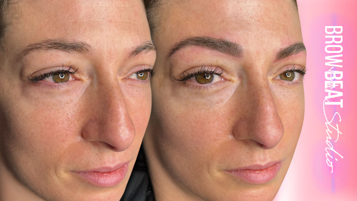 Brunette Brow Example Brunette brow ombré powder before and after treatment