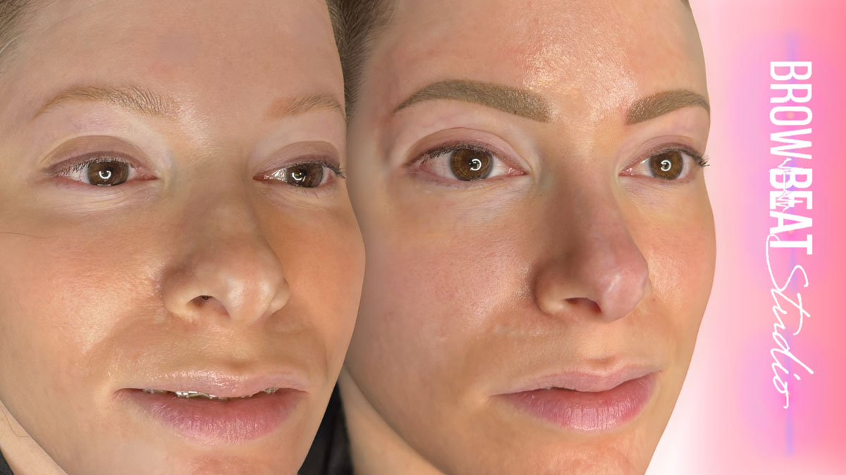 Side Profile Ombré Side profile before and after ombré powder brows