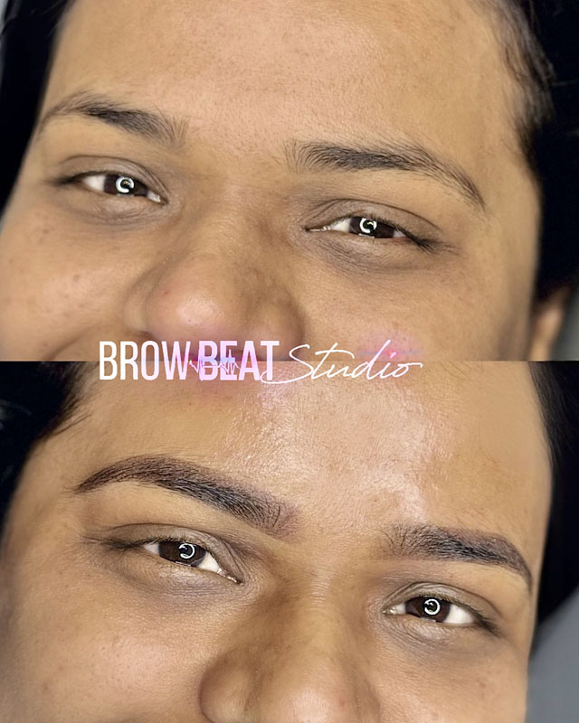 High Melanin Powder Results Powder brows on high melanin brows before and after photos