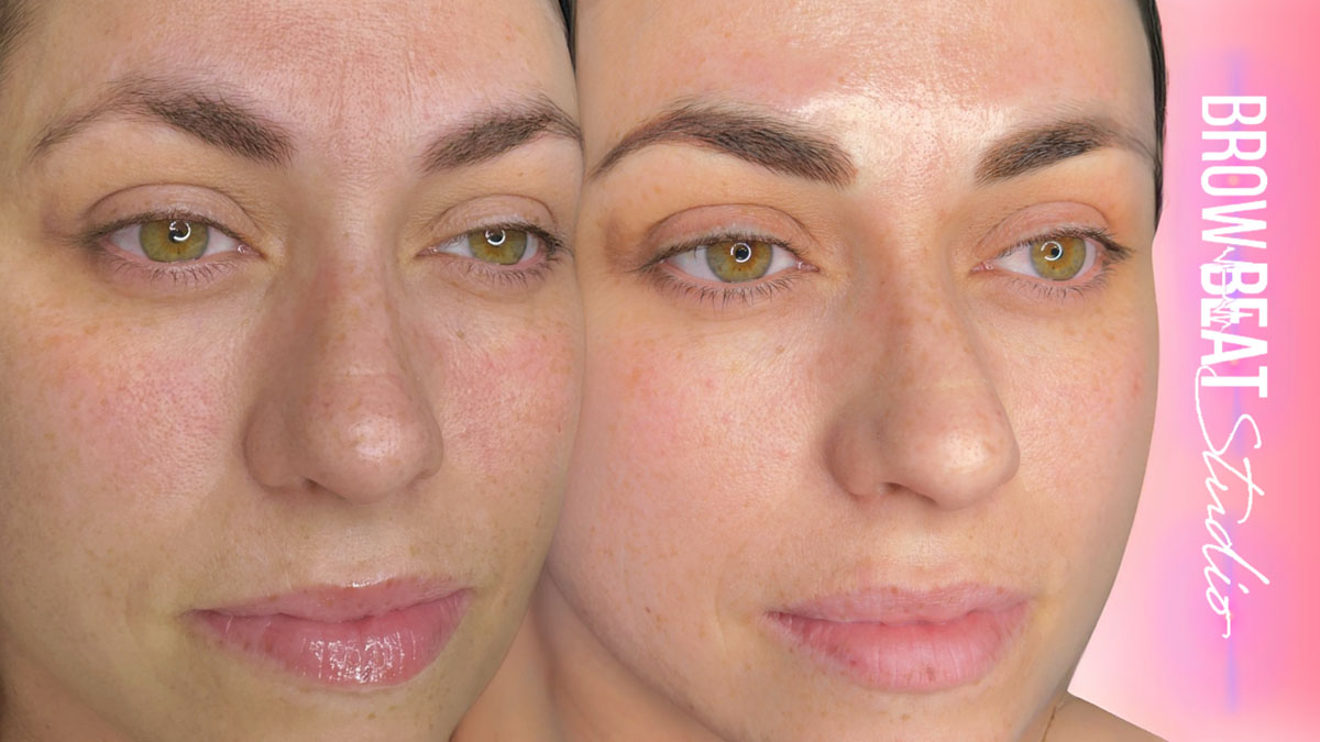 Dark Brown Transformation Dark brown brows enhanced with ombré powder before and after images