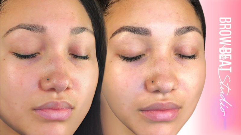 semi-permanent brow structure before after melanin before and after brows with boosted contrast and shape