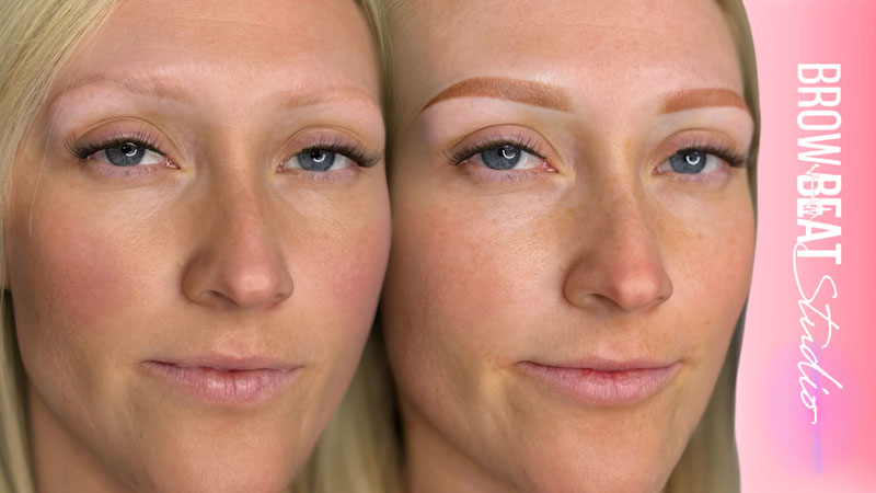 First-Session Powder Over Microblading Powder Enhancement Over Strokes