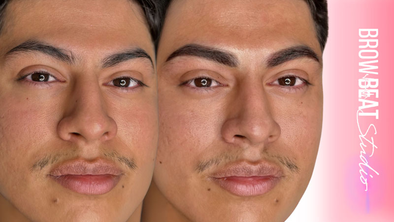 bold powder brow before after before and after showing rich powder saturation on deeper skin