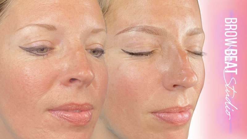 microblading before after natural hairlike strokes natural microblading result with hairlike detail