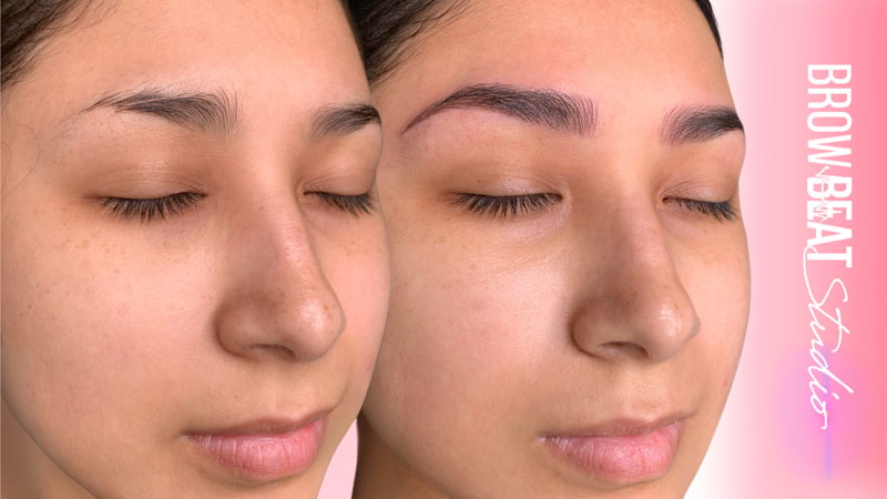 Hybrid Brows (Stroke + Shade) hybrid combo brows before after delicate blend