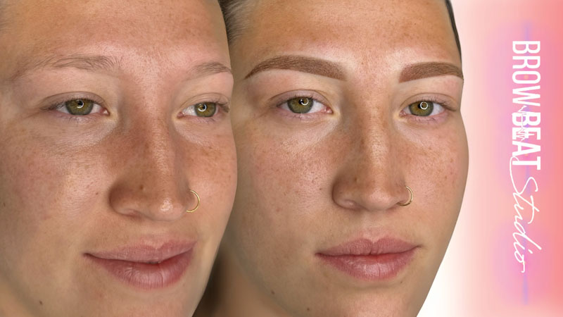 Redhead brow shading example Powder brow shading tailored for red-based undertones