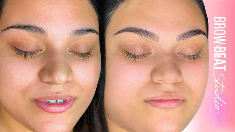 Microblading natural brow refinement Light, wispy microblading before/after results