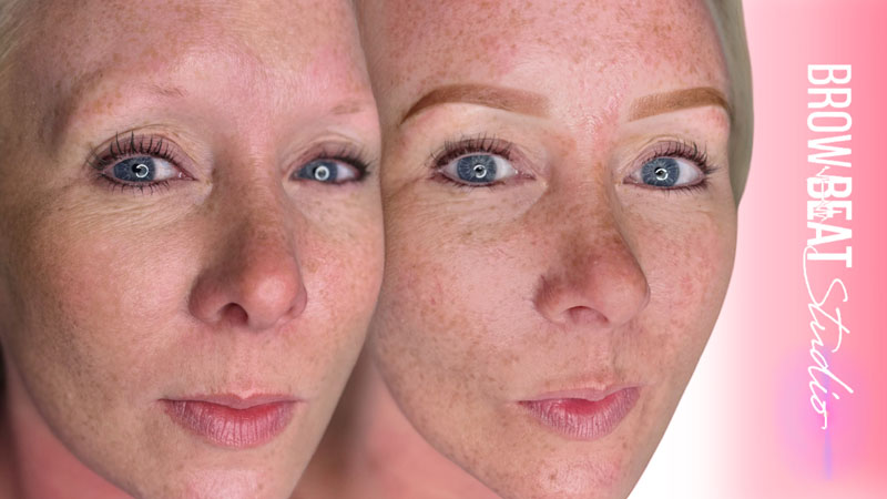 powder brows fill sparse brows mature shading technique used to rebuild shape